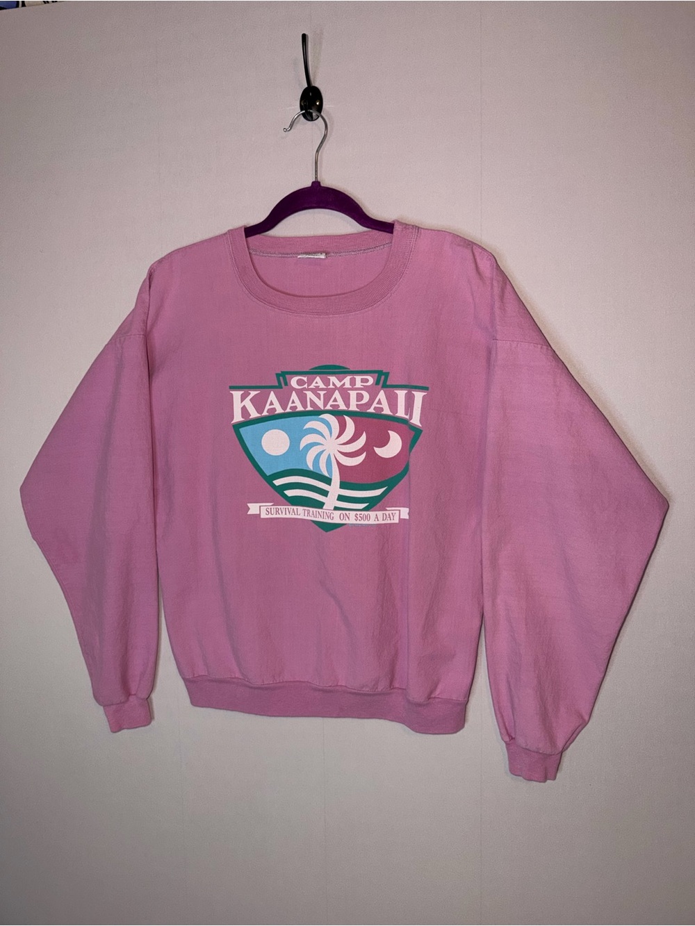 90s Crazy Shirts Pink Camp Kaanapali Hawaii Crewneck Sweatshirt Small Unisex